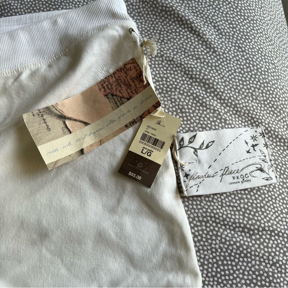 NWT COTTON GINNY Organic Cotton Blend Wide Leg White Fleece Pants plus petite lg - Picture 10 of 14